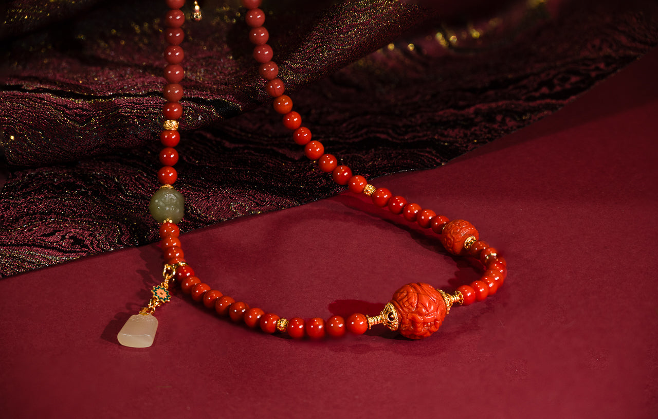 Crimson Glow of Good Fortune Necklace