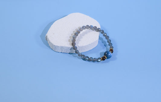 Gentle Ripples in Azure Wood Bracelet