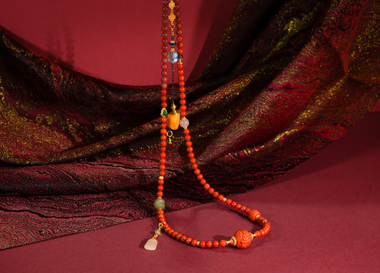 Crimson Glow of Good Fortune Necklace